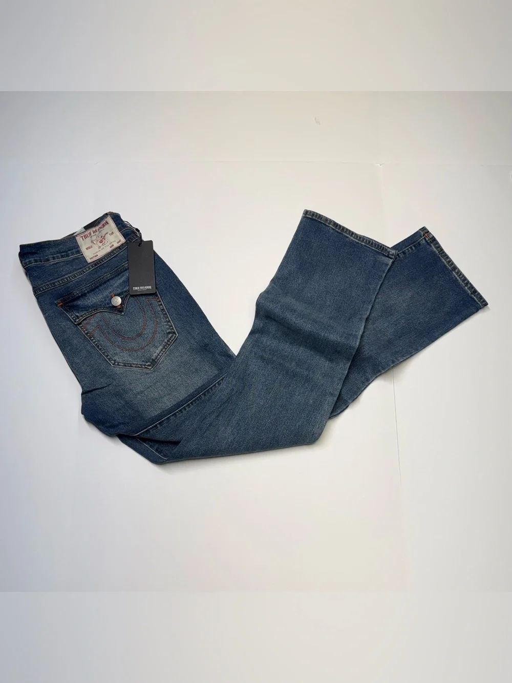 TRUE RELIGION JEANS Ricky SN Flap RELAXED  Straight Fit Mens 36x34 Dark Wash NWT
